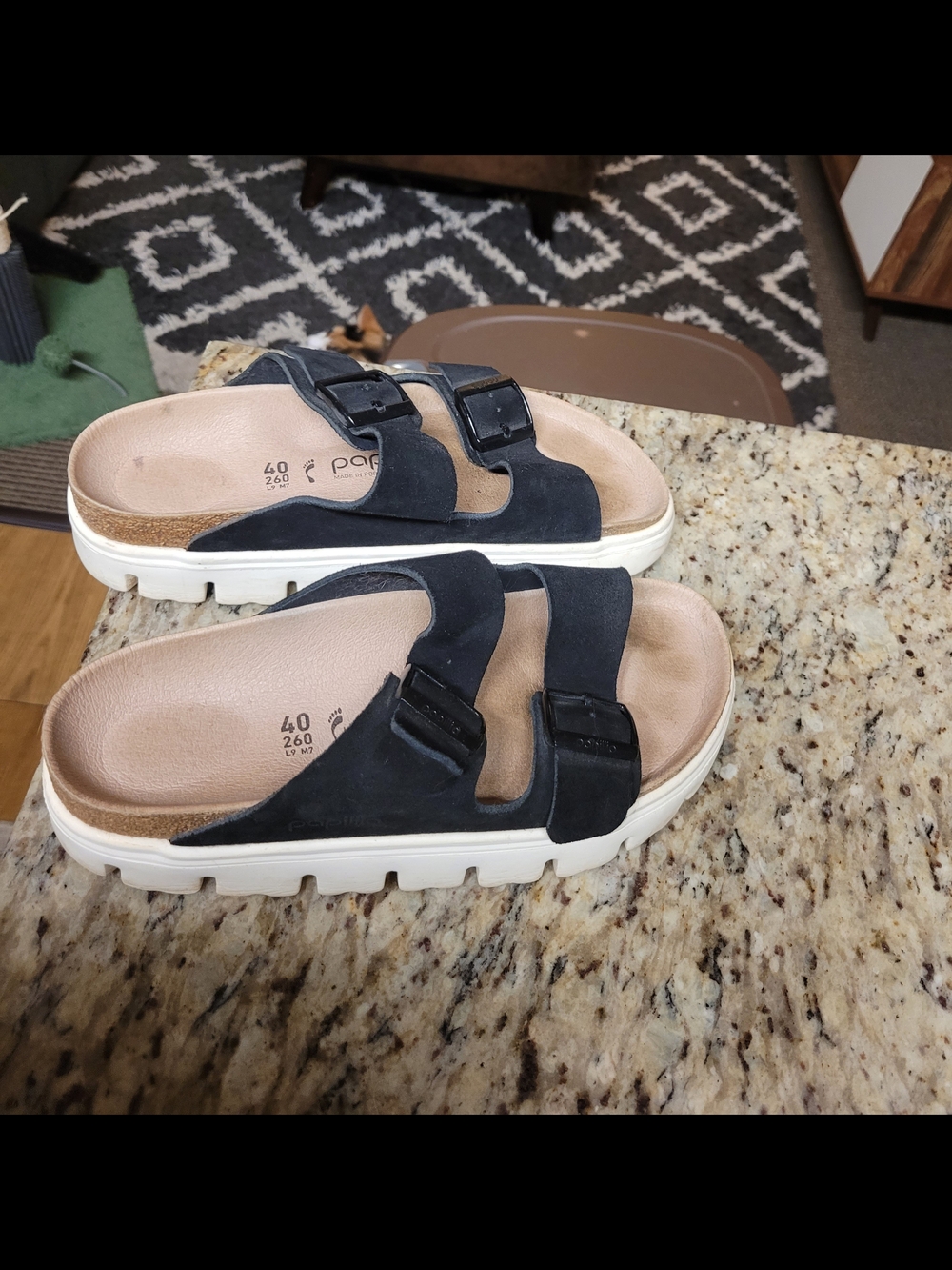 Arizona Papillio Comfort Platform Slide Sandals in Black by Birkenstock